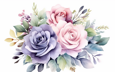 Watercolor Flowers Bouquets, illustration background 496