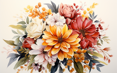 Watercolor Flowers Bouquets, illustration background 506