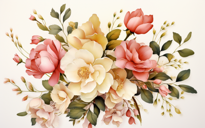 Watercolor Flowers Bouquets, illustration background 529