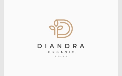 Logotipo Simple De Planta De Hoja De Letra D