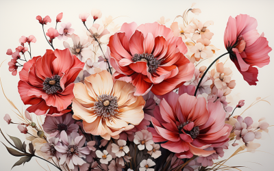 Mazzi di fiori ad acquerello, sfondo dell&amp;#39;illustrazione 593