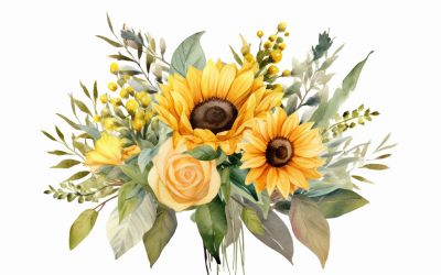 Watercolor Flowers Bouquets, illustration background 548