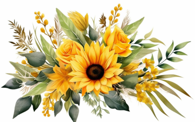 Watercolor Flowers Bouquets, illustration background 550