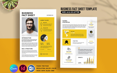 Business Fact Sheet, Indesign, Word and Canva