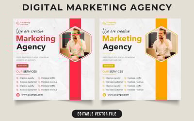 Digital marketing web banner design vector with multiple abstract shapes