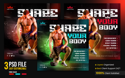 Folheto de fitness e academia ou design de publicidade social no Photoshop