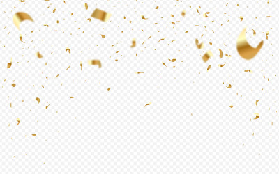 Golden confetti and party tinsel design vector