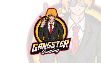 Modèle de logo de mascotte de gangster
