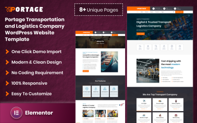 Modèle de site Web WordPress Elementor pour la logistique et le transport de Portage