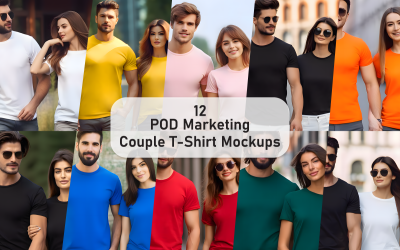 Pacote de maquete de camiseta para casal de marketing POD