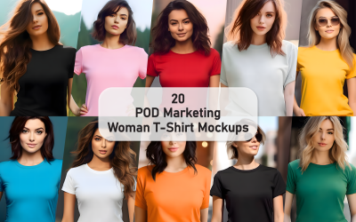 POD Marketing Woman T-Shirt Mockup-bundel