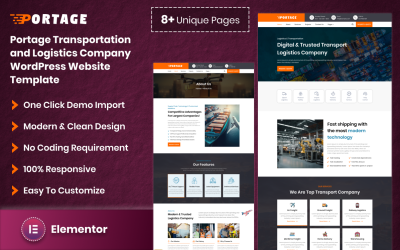 Portage logistik och transport WordPress Elementor webbplatsmall