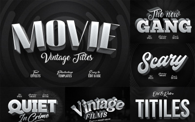 Títulos de filmes antigos - modelos do Photoshop