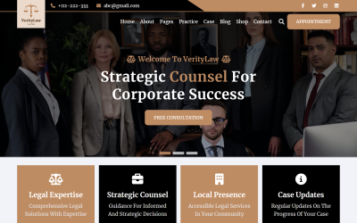 VerityLaw - Advokatbyrå och advokat HTML5 webbplatsmall