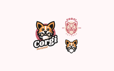 Logo semplice della mascotte del cane Corgi