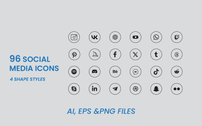 Sociální sítě logo ikony kolekce