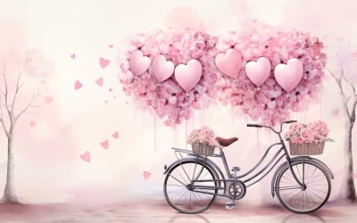 Ciclo com Balão Rosa Decorado para dia dos namorados 17