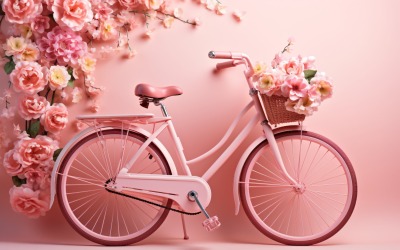 Cykla med rosa ballong dekorerad för alla hjärtans dag 09