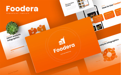 Foodera – мобільний додаток для доставки їжі та шаблон PowerPoint SAAS