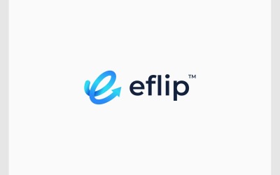 Bokstaven E Loop Pil Flip Logotyp