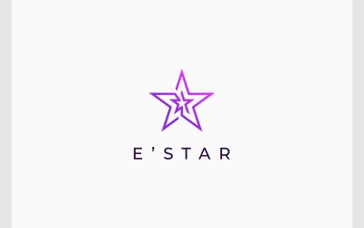 Bokstaven E stjärnform enkel logotyp