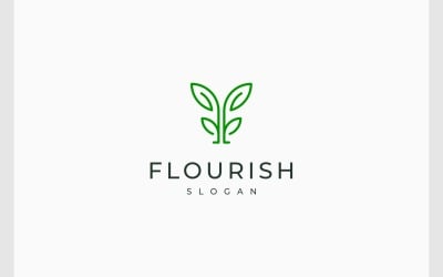 Buchstabe F oder FF Mirror Plant Leaf Logo