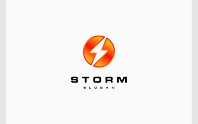Çember Volt Elektrik Gök Gürültüsü Fırtına Logosu