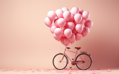 Cyclus met roze ballon versierd voor Valentijnsdag 28