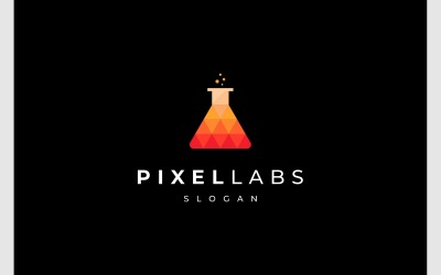 Lab Glass Flask Pixel Triangle Logo