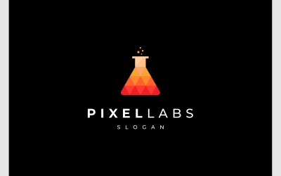 Lab glazen kolf Pixel driehoek-logo