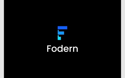 Letra F Simples Moderno Monograma Logo