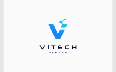 Letter V or VI Digital Technology Logo