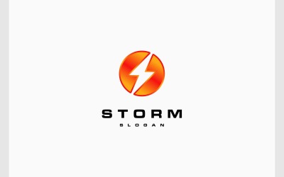 Logo burzy z piorunami elektrycznymi w kształcie koła Volt