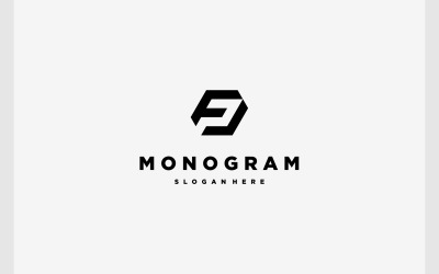 Logo geometryczne z monogramem litery FP