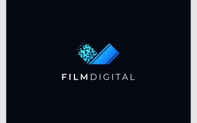Logo technologii cyfrowej na pasku filmowym