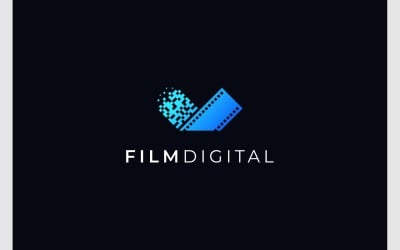 Logo technologii cyfrowej na pasku filmowym