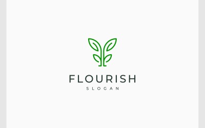 Písmeno F nebo FF Mirror Plant Leaf Logo