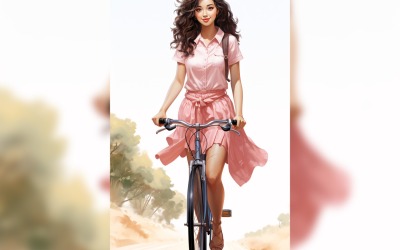 Tjej på cykel med rosa ballong som firar alla hjärtans dag 15