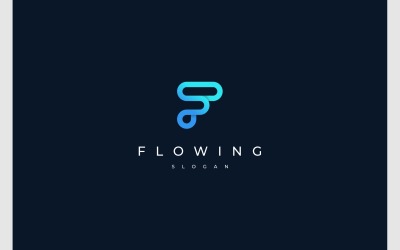 F Harfi Sıvı Akışı Modern Renkli Logo