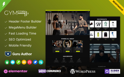 Gymcor - Gym och Fitness Elementor WordPress-tema