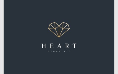 Logo geometrico dei gioielli con diamanti con cuore d&amp;#39;amore