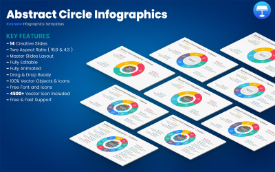 Modelos de keynote de infográficos de círculo abstrato
