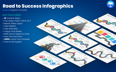 Шаблоны Keynote для инфографики «Дорога к успеху»