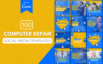 100 Canva-sjablonen voor computerreparatiecentrum voor sociale media
