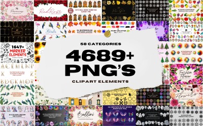 4689+ pacote de elementos de clipart PNG