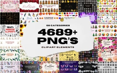 4689+ PNG Clipart Elements Bundle