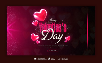 Modèle de bannière Web pour les médias sociaux de la Saint-Valentin