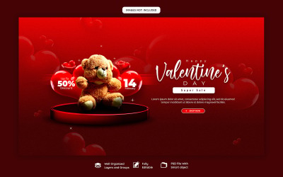 Valentin-nap közösségi média web banner sablon
