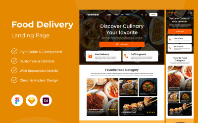 FoodHealth - Цільова сторінка доставки їжі V2