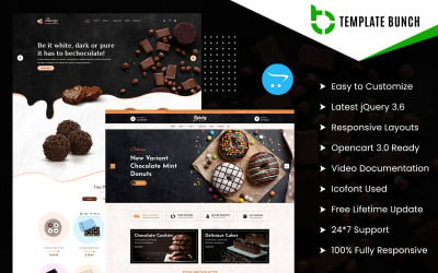 BargeBaker – csokoládé- és pékáru-reszponzív OpenCart-téma e-kereskedelmi webhelysablonhoz